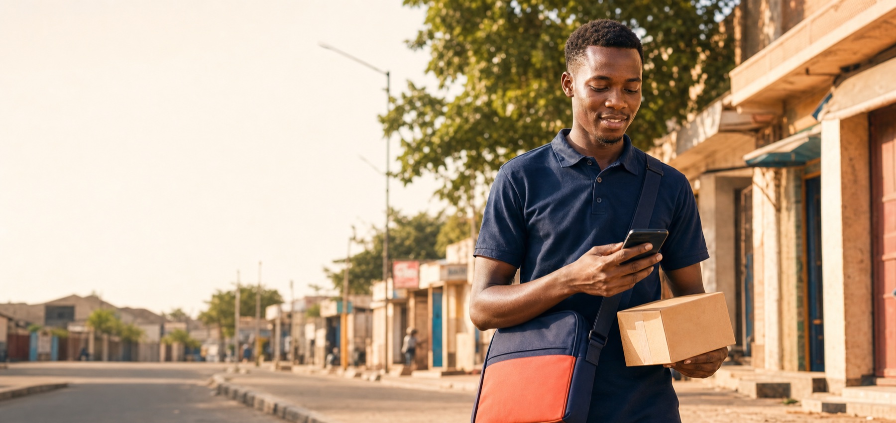 A local Percello courier carrying a parcel in Maiduguri